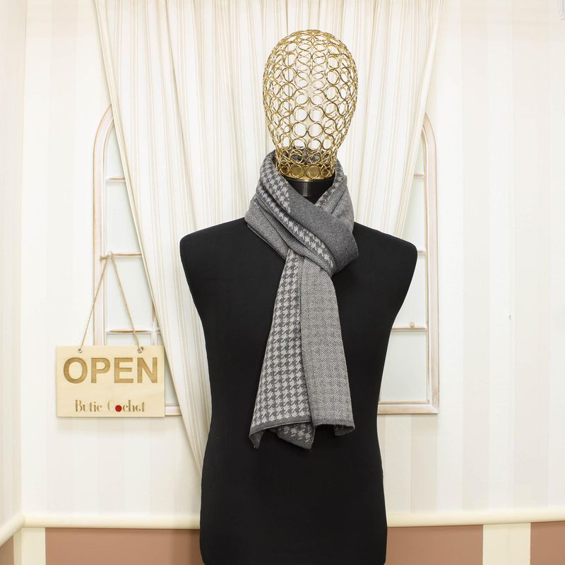 Fashion, accesorii si bijuterii - Barbati - Accesorii barbati - Esarfe si fulare barbati - Esarfa barbati, din pashmina, 33 x 170 cm, model stilizat, Gri - ES1678 - Infinity.ro