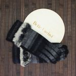 Fashion, accesorii si bijuterii - Femei - Accesorii femei - Manusi femei - Manusi dama, de iarna, 65% poliester 35% bumbac, ButicCochet, cu degete, marime M, Negru cu gri - MA161 - Infinity.ro