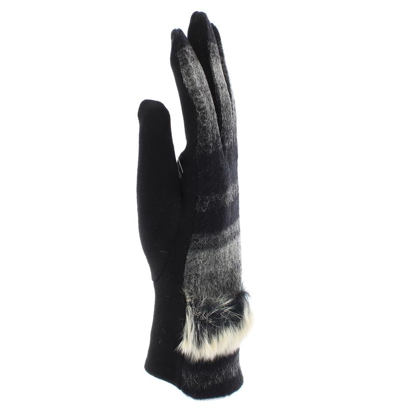 Fashion, accesorii si bijuterii - Femei - Accesorii femei - Manusi femei - Manusi dama, de iarna, 65% poliester 35% bumbac, ButicCochet, cu degete, marime M, Negru cu gri - MA161 - Infinity.ro