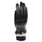 Fashion, accesorii si bijuterii - Femei - Accesorii femei - Manusi femei - Manusi dama, de iarna, 65% poliester 35% bumbac, ButicCochet, cu degete, marime M, Negru cu gri - MA161 - Infinity.ro