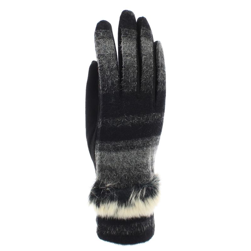 Fashion, accesorii si bijuterii - Femei - Accesorii femei - Manusi femei - Manusi dama, de iarna, 65% poliester 35% bumbac, ButicCochet, cu degete, marime M, Negru cu gri - MA161 - Infinity.ro