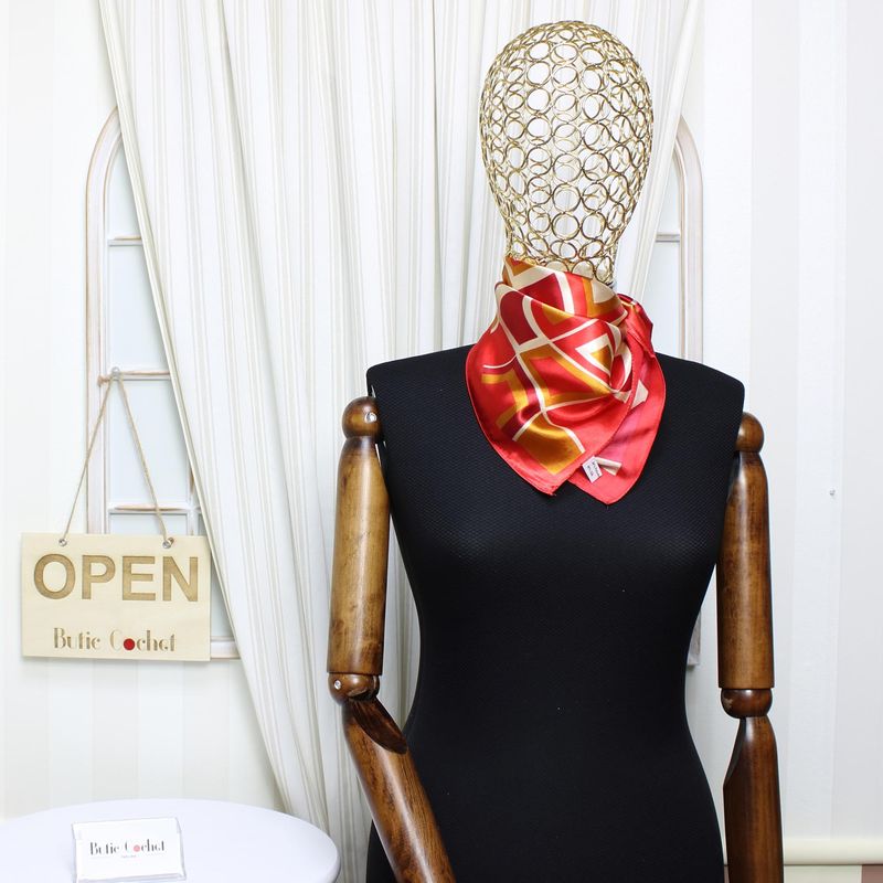 Fashion, accesorii si bijuterii - Femei - Accesorii femei - Esarfe si fulare femei - Batic dama, Buticcochet, dimensiune 60x60 cm, 60% poliester 40% matase, Rosu - ES2068 - Infinity.ro