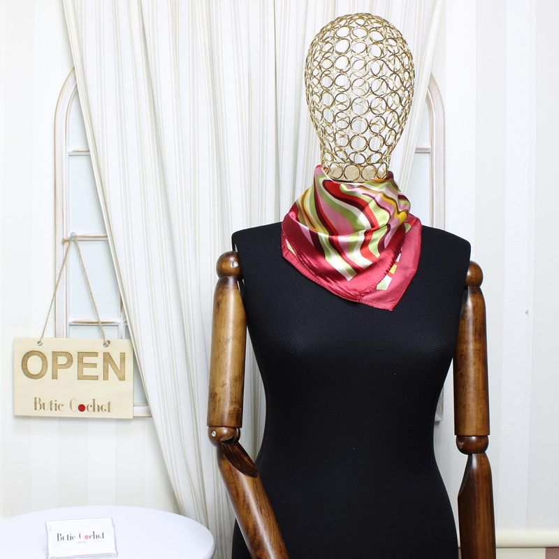 Fashion, accesorii si bijuterii - Femei - Accesorii femei - Esarfe si fulare femei - Batic dama, Buticcochet, dimensiune 60x60 cm, 60% poliester 40% matase, Rosu - ES2059 - Infinity.ro