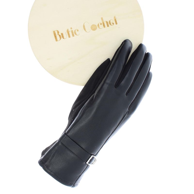 Fashion, accesorii si bijuterii - Femei - Accesorii femei - Manusi femei - Manusi dama, de iarna, din 90% poliester 10% spandex, ButicCochet, cu catarama, One size, Negru - MA208 - Infinity.ro