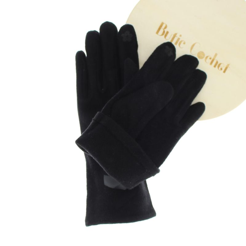 Fashion, accesorii si bijuterii - Femei - Accesorii femei - Manusi femei - Manusi dama, de iarna, din 70% viscoza 30% lana, ButicCochet, model floral, One size, Negru - MA222 - Infinity.ro