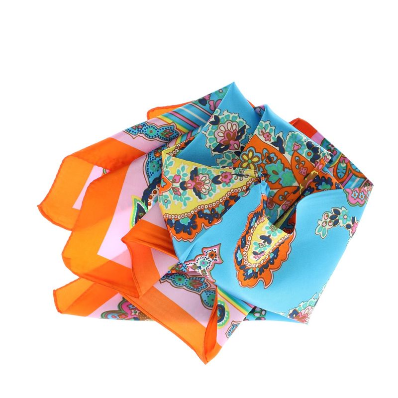 Fashion, accesorii si bijuterii - Femei - Accesorii femei - Esarfe si fulare femei - Batic dama, Buticcochet, dimensiune 60x60 cm,din material sintetic, model floral stilizat, Portocaliu - ES1871 - Infinity.ro