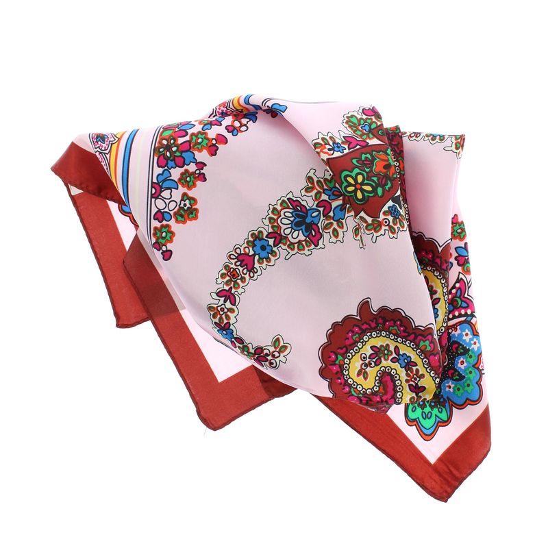 Fashion, accesorii si bijuterii - Femei - Accesorii femei - Esarfe si fulare femei - Batic dama, Buticcochet, dimensiune 60x60 cm,din material sintetic, model floral stilizat, Roz - ES1869 - Infinity.ro
