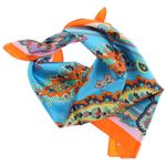 Fashion, accesorii si bijuterii - Femei - Accesorii femei - Esarfe si fulare femei - Batic dama, Buticcochet, dimensiune 60x60 cm,din material sintetic, model floral stilizat, Portocaliu - ES1871 - Infinity.ro