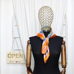 Fashion, accesorii si bijuterii - Femei - Accesorii femei - Esarfe si fulare femei - Batic dama, Buticcochet, dimensiune 60x60 cm,din material sintetic, model floral stilizat, Portocaliu - ES1871 - Infinity.ro