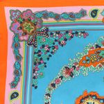 Fashion, accesorii si bijuterii - Femei - Accesorii femei - Esarfe si fulare femei - Batic dama, Buticcochet, dimensiune 60x60 cm,din material sintetic, model floral stilizat, Portocaliu - ES1871 - Infinity.ro