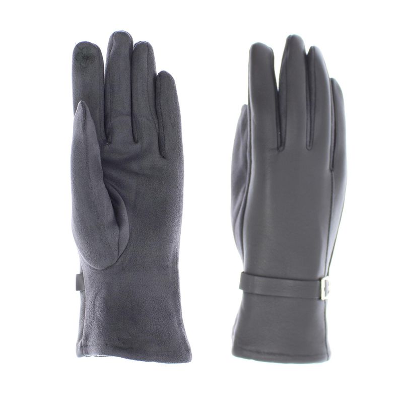 Fashion, accesorii si bijuterii - Femei - Accesorii femei - Manusi femei - Manusi dama, de iarna, din 90% poliester 10% spandex, ButicCochet, cu catarama, One size, Gri - MA214 - Infinity.ro