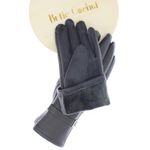 Fashion, accesorii si bijuterii - Femei - Accesorii femei - Manusi femei - Manusi dama, de iarna, din 90% poliester 10% spandex, ButicCochet, cu catarama, One size, Gri - MA214 - Infinity.ro