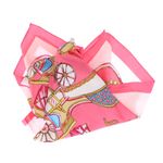 Fashion, accesorii si bijuterii - Femei - Accesorii femei - Esarfe si fulare femei - Batic dama, Buticcochet, dimensiune 60x60 cm,din material sintetic, model cu trasura, Roz - ES1865 - Infinity.ro