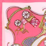 Fashion, accesorii si bijuterii - Femei - Accesorii femei - Esarfe si fulare femei - Batic dama, Buticcochet, dimensiune 60x60 cm,din material sintetic, model cu trasura, Roz - ES1865 - Infinity.ro