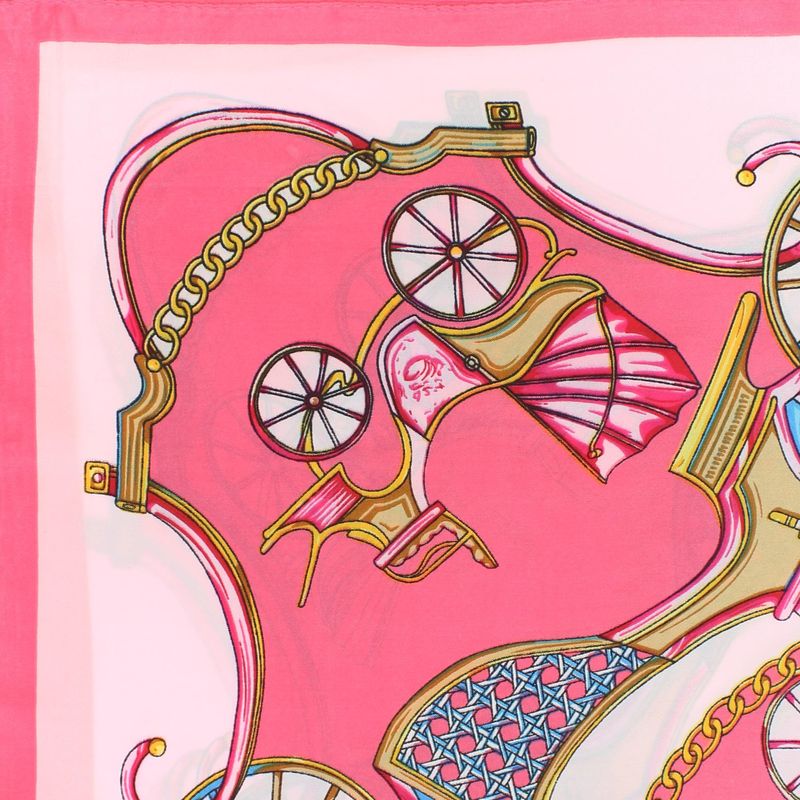 Fashion, accesorii si bijuterii - Femei - Accesorii femei - Esarfe si fulare femei - Batic dama, Buticcochet, dimensiune 60x60 cm,din material sintetic, model cu trasura, Roz - ES1865 - Infinity.ro