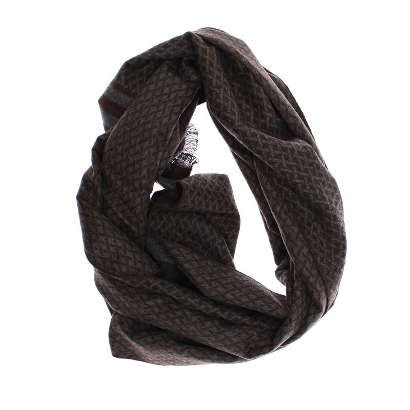 Fashion, accesorii si bijuterii - Barbati - Accesorii barbati - Esarfe si fulare barbati - Esarfa barbati, din casmir / pashmina, 30 x 188 cm, model stilizat, Maro cu gri - ES2301 - Infinity.ro