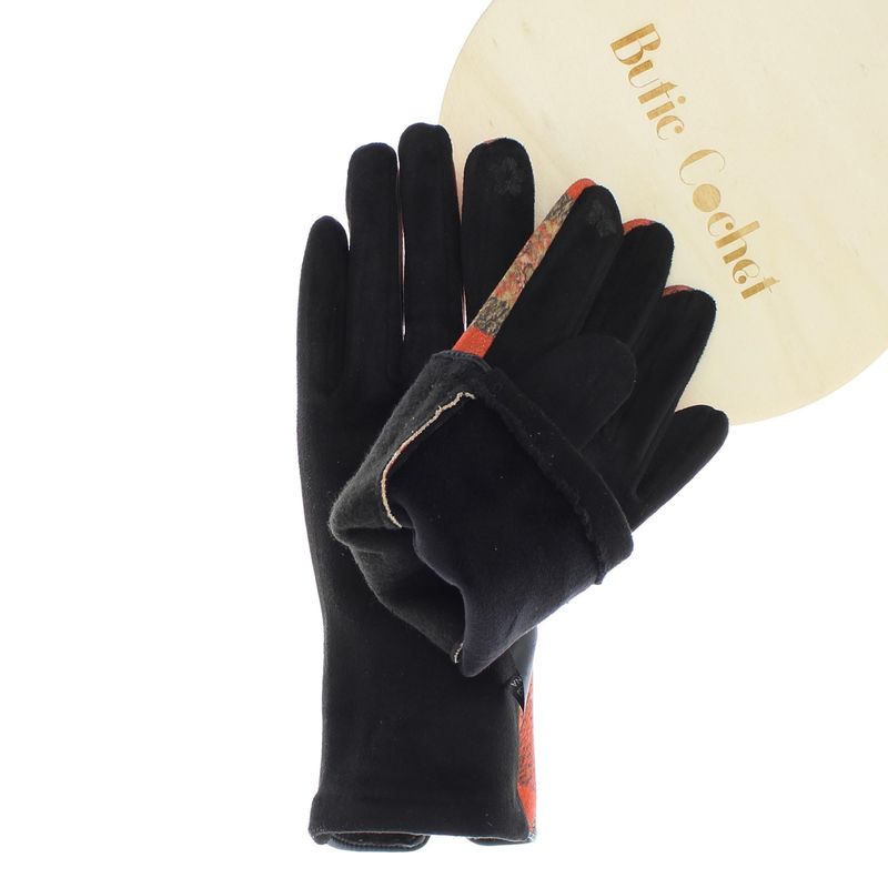 Fashion, accesorii si bijuterii - Femei - Accesorii femei - Manusi femei - Manusi dama, de iarna, din 70% viscoza 30% lana, ButicCochet, cu degete, ciucure, One size, Portocaliu - MA200 - Infinity.ro