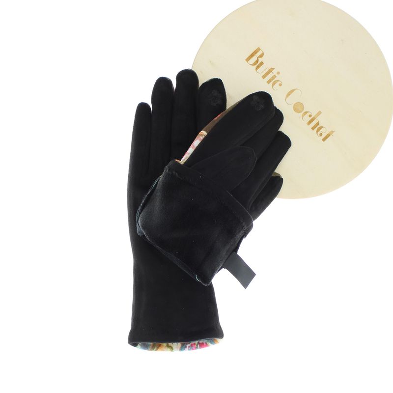Fashion, accesorii si bijuterii - Femei - Accesorii femei - Manusi femei - Manusi dama, de iarna, din 70% viscoza 30% lana, ButicCochet, cu degete, imprimeu cu pisici, One size, Multicolor - MA194 - Infinity.ro