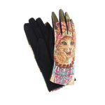 Fashion, accesorii si bijuterii - Femei - Accesorii femei - Manusi femei - Manusi dama, de iarna, din 70% viscoza 30% lana, ButicCochet, cu degete, imprimeu cu pisici, One size, Multicolor - MA194 - Infinity.ro