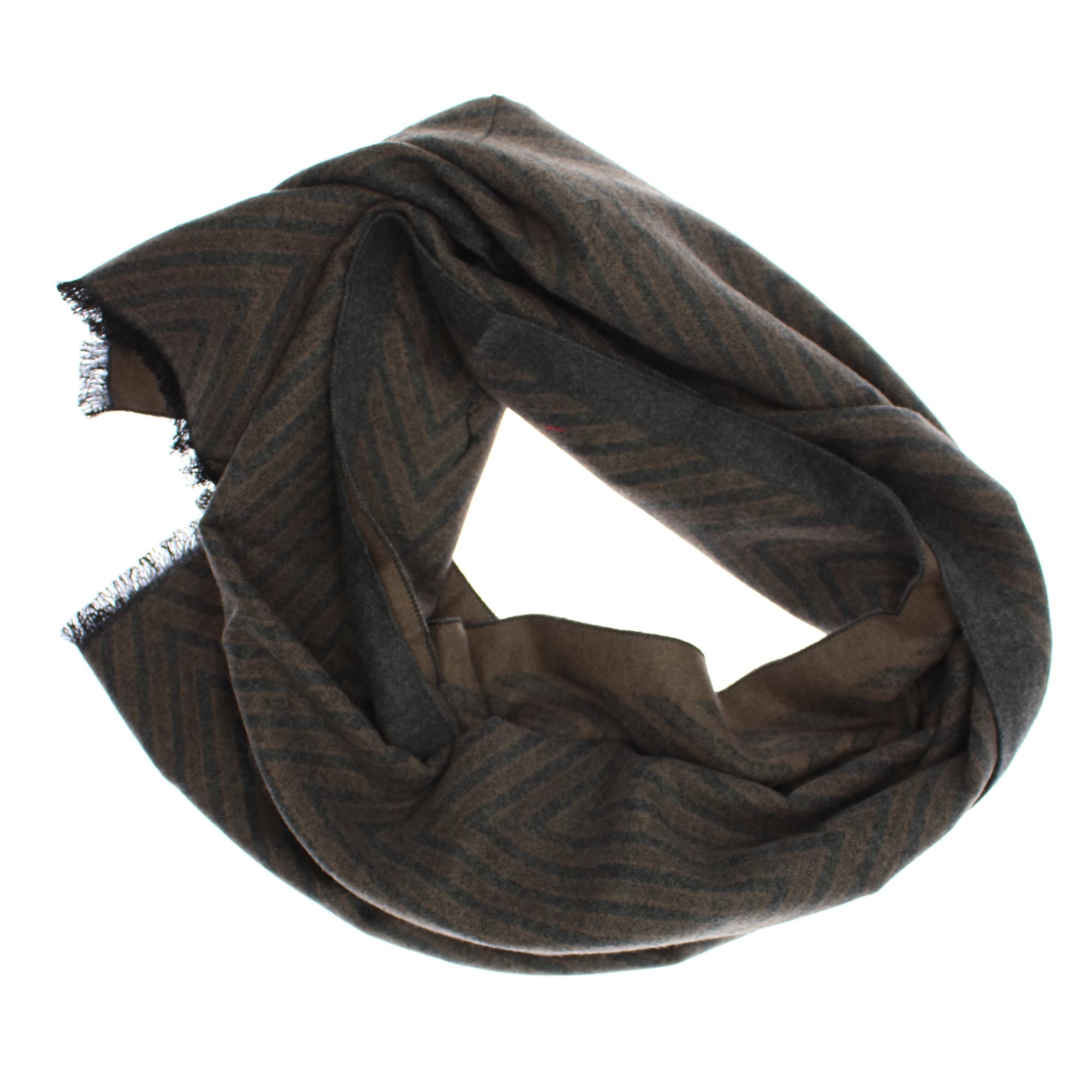 Esarfa barbati, din casmir / pashmina, 30 x 188 cm, model cu liniar, Gri cu maro deschis - ES2288