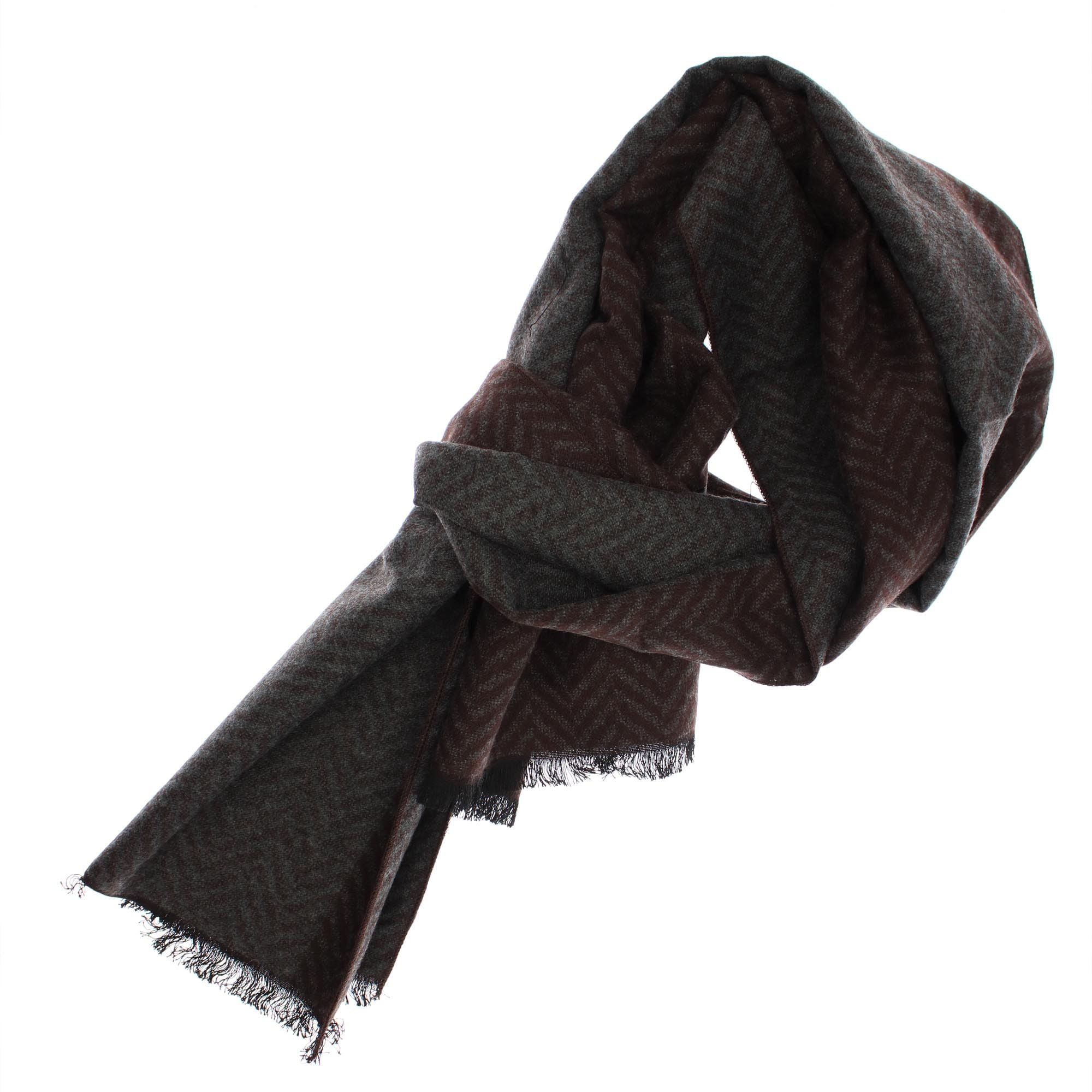 Esarfa barbati, din casmir / pashmina, 30 x 188 cm, Gri cu maro - ES2272