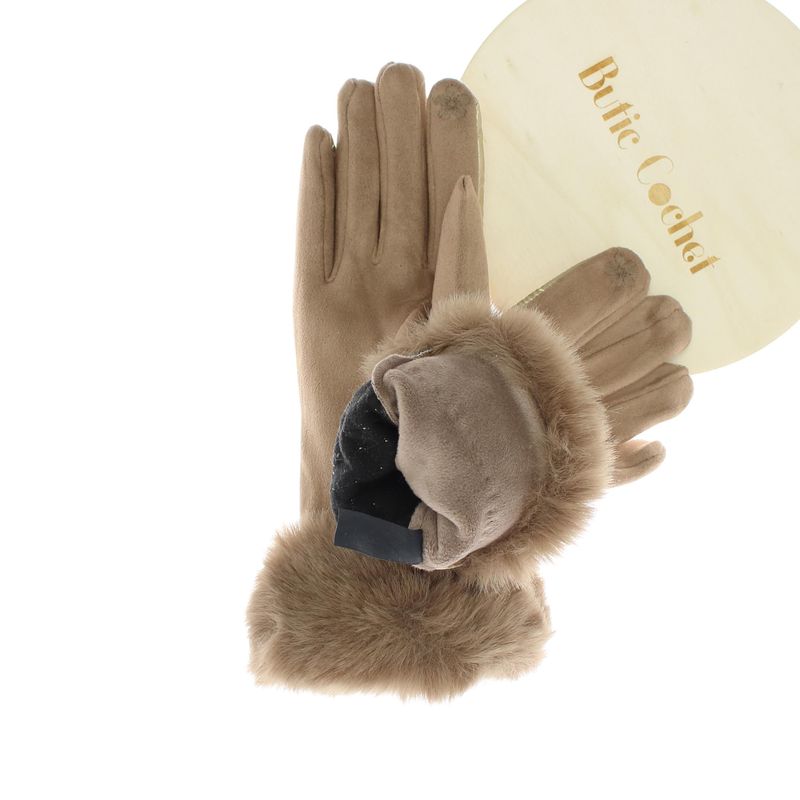 Fashion, accesorii si bijuterii - Femei - Accesorii femei - Manusi femei - Manusi dama, de iarna, din 70% viscoza 30% lana, ButicCochet, cu degete, One size, Auriu - MA180 - Infinity.ro