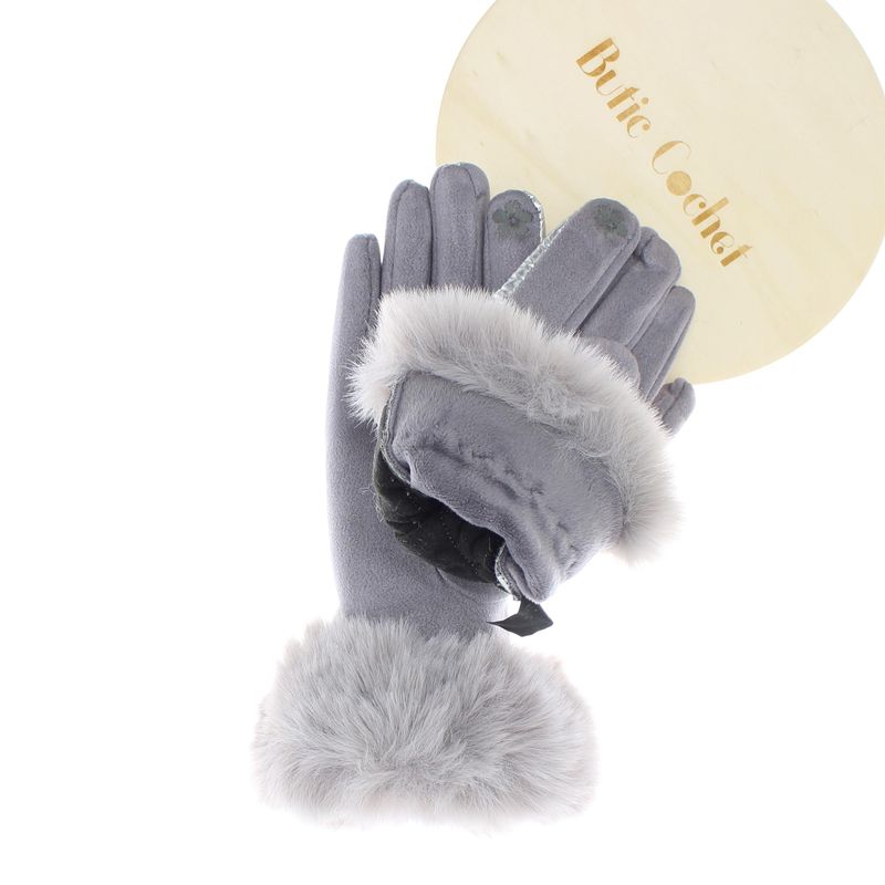 Fashion, accesorii si bijuterii - Femei - Accesorii femei - Manusi femei - Manusi dama, de iarna, din 70% viscoza 30% lana, ButicCochet, cu degete, One size, Argintiu - MA175 - Infinity.ro