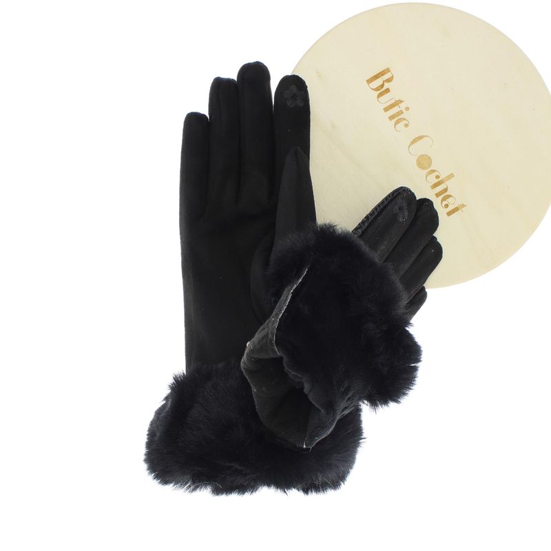 Fashion, accesorii si bijuterii - Femei - Accesorii femei - Manusi femei - Manusi dama, de iarna, din 70% viscoza 30% lana, ButicCochet, cu degete, One size, Negru - MA179 - Infinity.ro