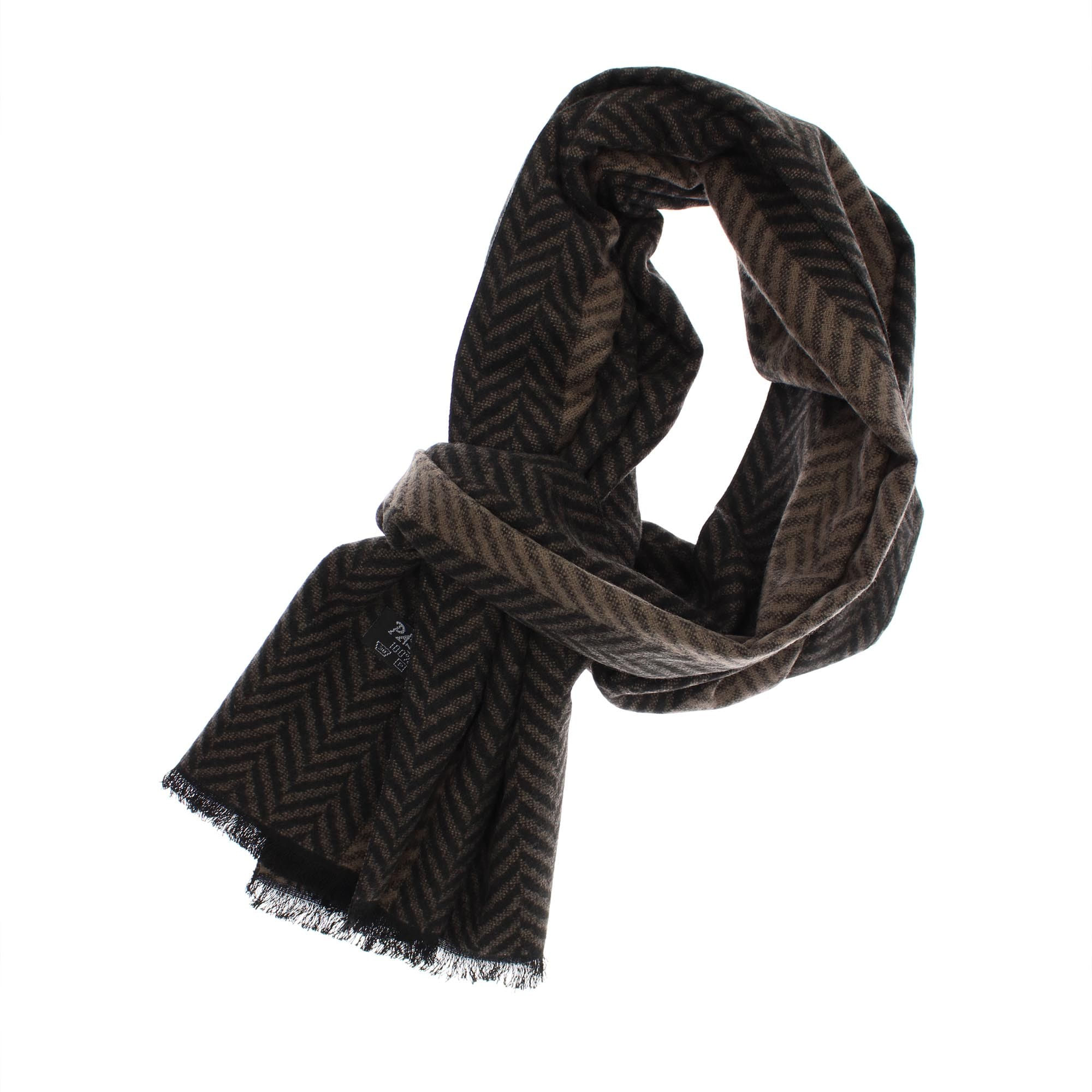 Esarfa barbati, din casmir / pashmina, 30 x 188 cm, Negru cu maro - ES2270