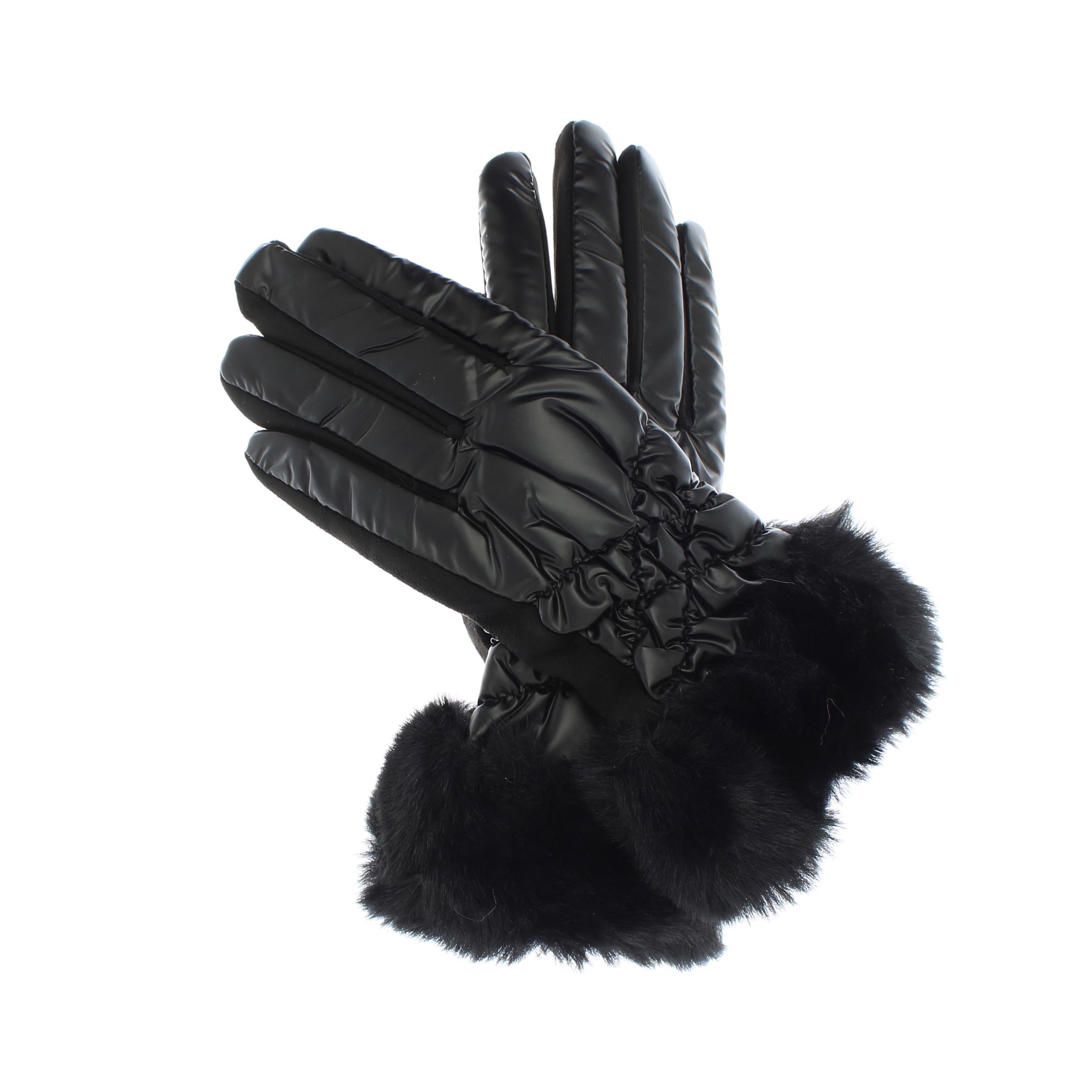 Manusi dama, de iarna, din 70% viscoza 30% lana, ButicCochet, cu degete, One size, Negru - MA173