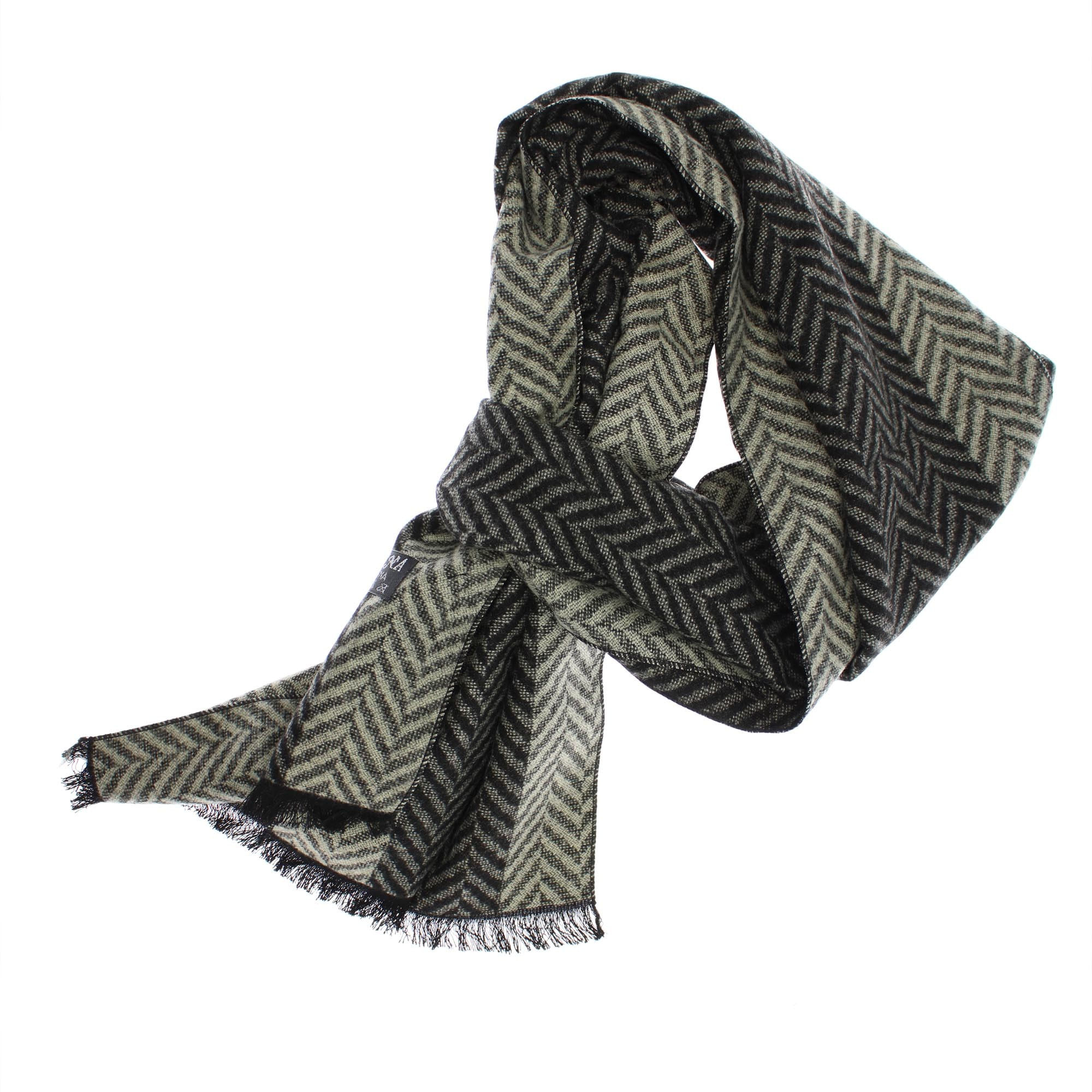 Esarfa barbati, din casmir / pashmina, 30 x 188 cm, Bej cu negru - ES2268