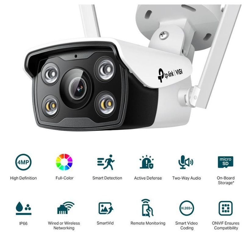 Casa si Gradina - Electrice - Smart Home - Camere de supraveghere - "TP-LINK VIGI 4MP Outdoor Bullet Network WIFI Camera,VIGI C340-W(4mm), 1/3""Progressive - Infinity.ro