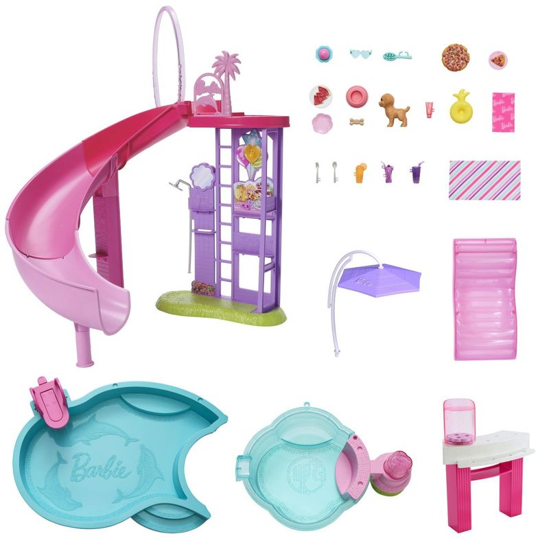 Jucarii, Copii si Bebe - Jucarii si jocuri - Papusi si accesorii - Papusi - Barbie set de joaca piscina de vis cu accesorii - Infinity.ro