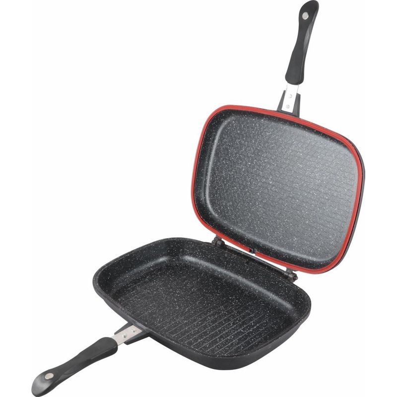 Casa si Gradina - Bucatarie si vesela - Vase pentru gatit - Tigai si seturi - Tigaie dubla dreptunghiulara tip grill, aluminiu, 36x24x7.5 cm, Dark Line Classic, Cooking - Infinity.ro