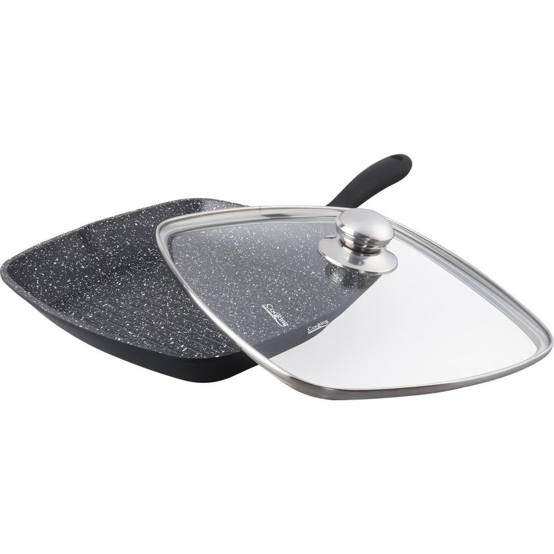 Casa si Gradina - Bucatarie si vesela - Vase pentru gatit - Tigai si seturi - Tigaie grill aluminiu + capac 28 x 4.5 cm - Infinity.ro