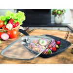 Casa si Gradina - Bucatarie si vesela - Vase pentru gatit - Tigai si seturi - Tigaie grill aluminiu + capac 28 x 4.5 cm - Infinity.ro