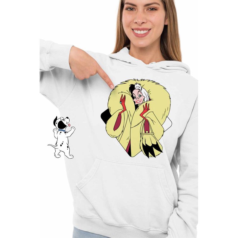 Fashion, accesorii si bijuterii - Femei - Imbracaminte femei - Hanorace femei - Hanorac Femei 101 Dalmatieni Cruella Devil, alb, marime 2XL - Infinity.ro