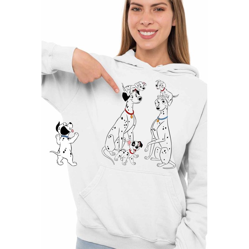 Fashion, accesorii si bijuterii - Femei - Imbracaminte femei - Hanorace femei - Hanorac Femei 101 Dalmatieni Pongo Perdita Familie Catelusi, alb, marime 2XL - Infinity.ro