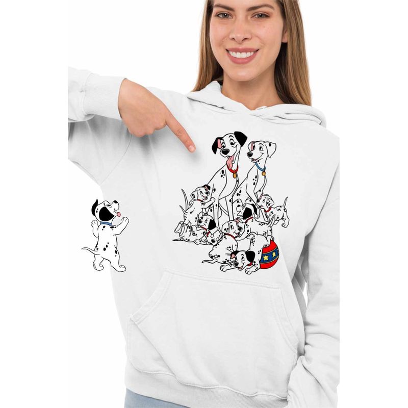Fashion, accesorii si bijuterii - Femei - Imbracaminte femei - Hanorace femei - Hanorac Femei 101 Dalmatieni Pongo Perdita Joaca Catelusi, alb, marime 2XL - Infinity.ro