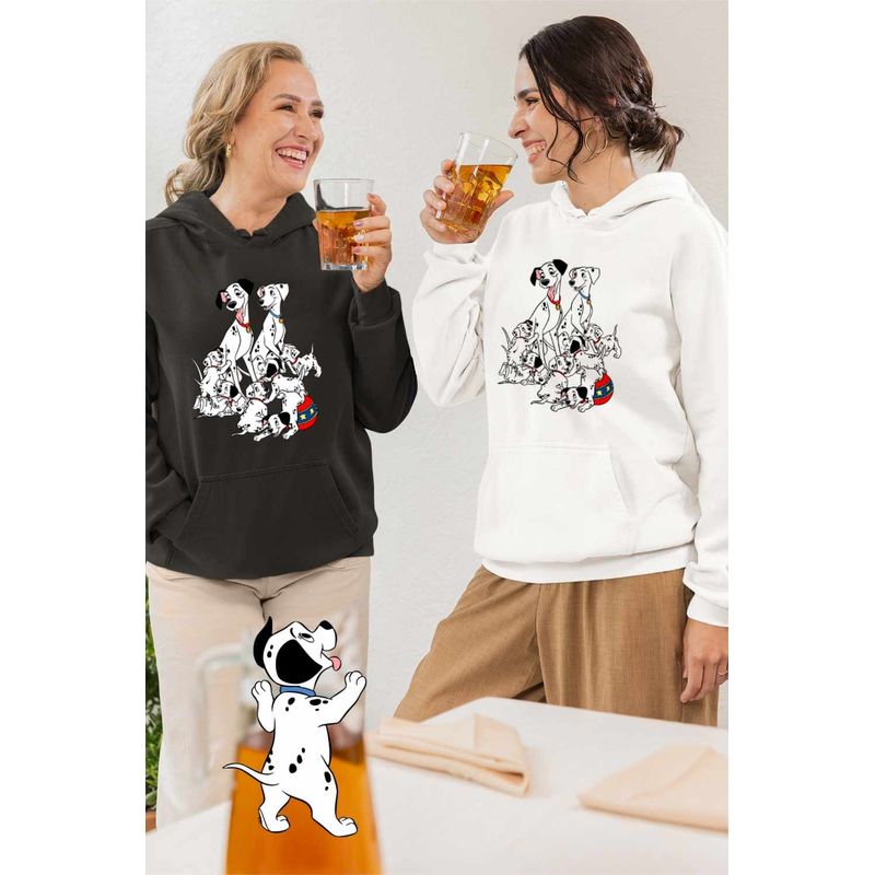 Fashion, accesorii si bijuterii - Femei - Imbracaminte femei - Hanorace femei - Hanorac Femei 101 Dalmatieni Pongo Perdita Joaca Catelusi, alb, marime 2XL - Infinity.ro