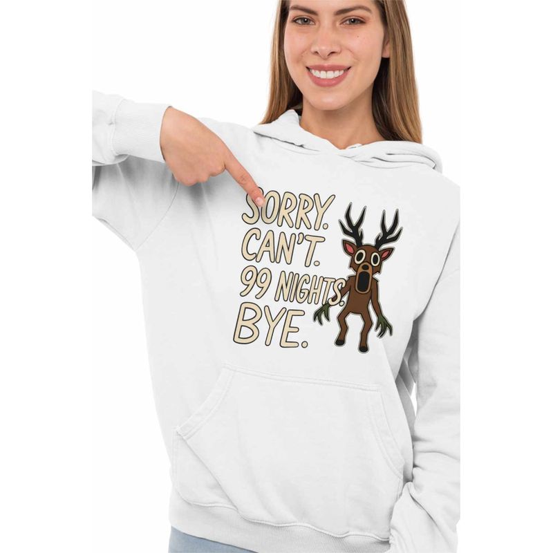 Fashion, accesorii si bijuterii - Femei - Imbracaminte femei - Hanorace femei - Hanorac Femei 99 Nights Cerb Sorry Roblox, alb, marime 2XL - Infinity.ro