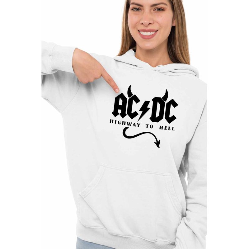 Fashion, accesorii si bijuterii - Femei - Imbracaminte femei - Hanorace femei - Hanorac Femei AC/DC Highway To Hell ACDC Merch, alb, marime 2XL - Infinity.ro
