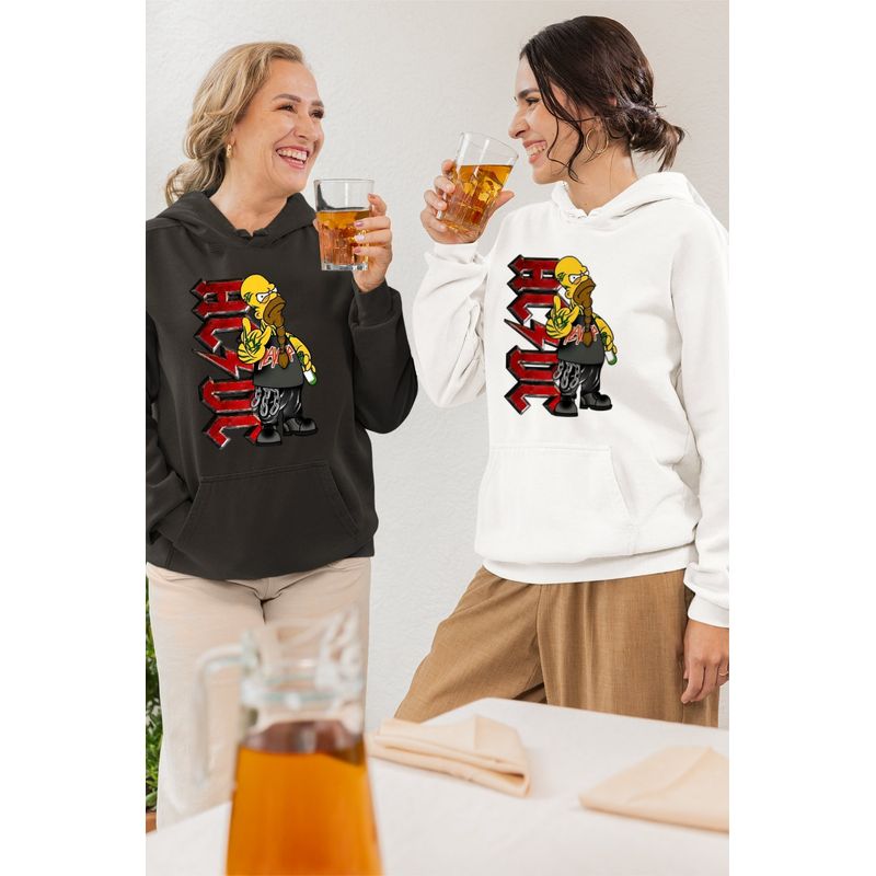 Fashion, accesorii si bijuterii - Femei - Imbracaminte femei - Hanorace femei - Hanorac Femei AC/DC The Simpsons Homer ACDC Merch, alb, marime 2XL - Infinity.ro