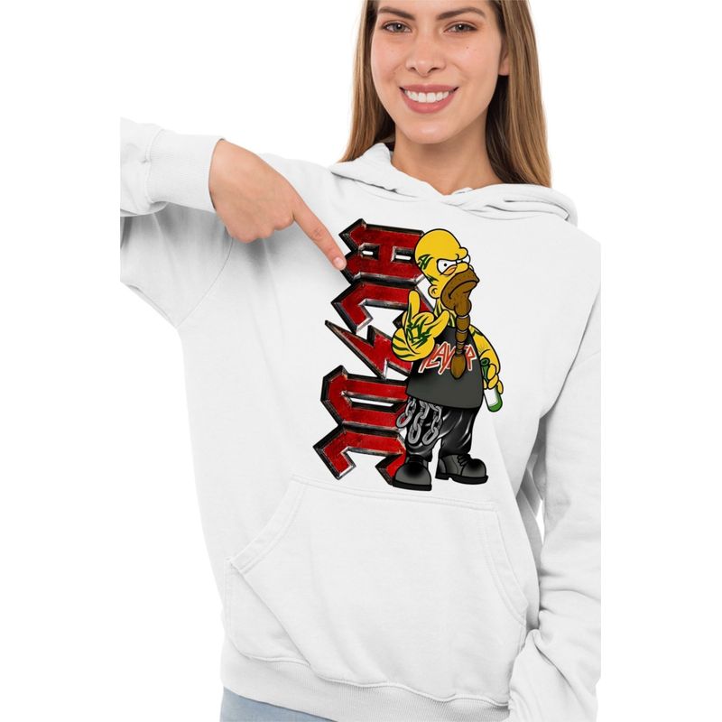 Fashion, accesorii si bijuterii - Femei - Imbracaminte femei - Hanorace femei - Hanorac Femei AC/DC The Simpsons Homer ACDC Merch, alb, marime 2XL - Infinity.ro
