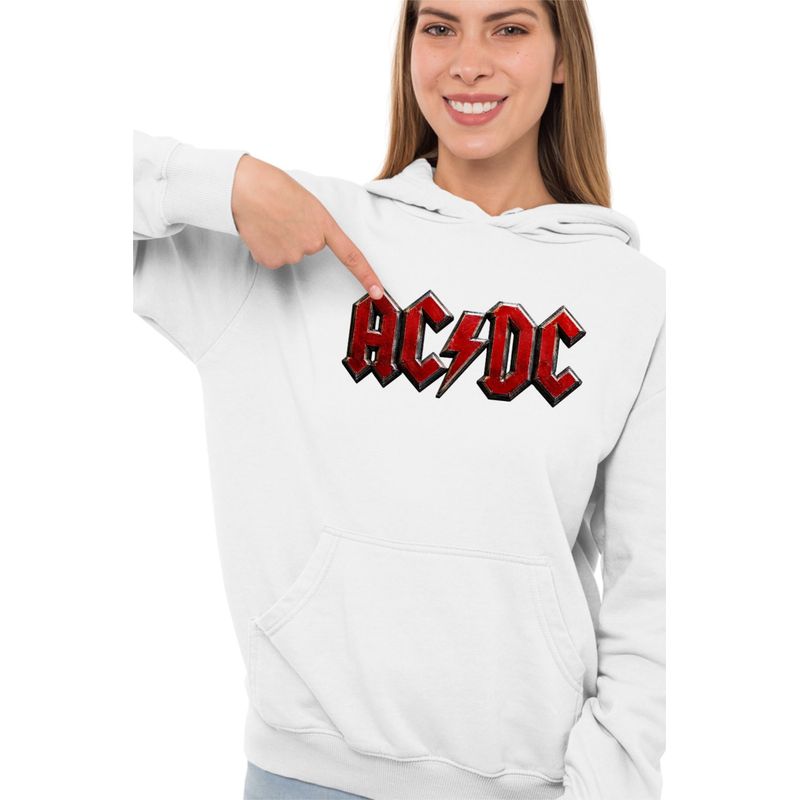 Fashion, accesorii si bijuterii - Femei - Imbracaminte femei - Hanorace femei - Hanorac Femei ACDC Rock Party AC DC Merch, alb, marime 2XL - Infinity.ro