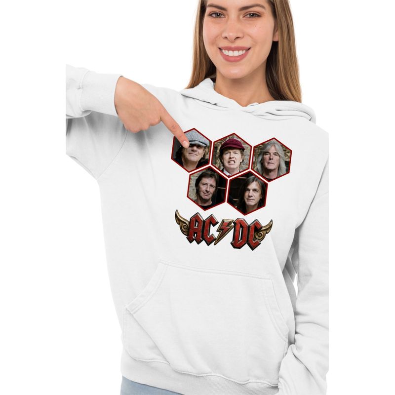 Fashion, accesorii si bijuterii - Femei - Imbracaminte femei - Hanorace femei - Hanorac Femei ACDC Rock Vibe ACDC Merch, alb, marime 2XL - Infinity.ro
