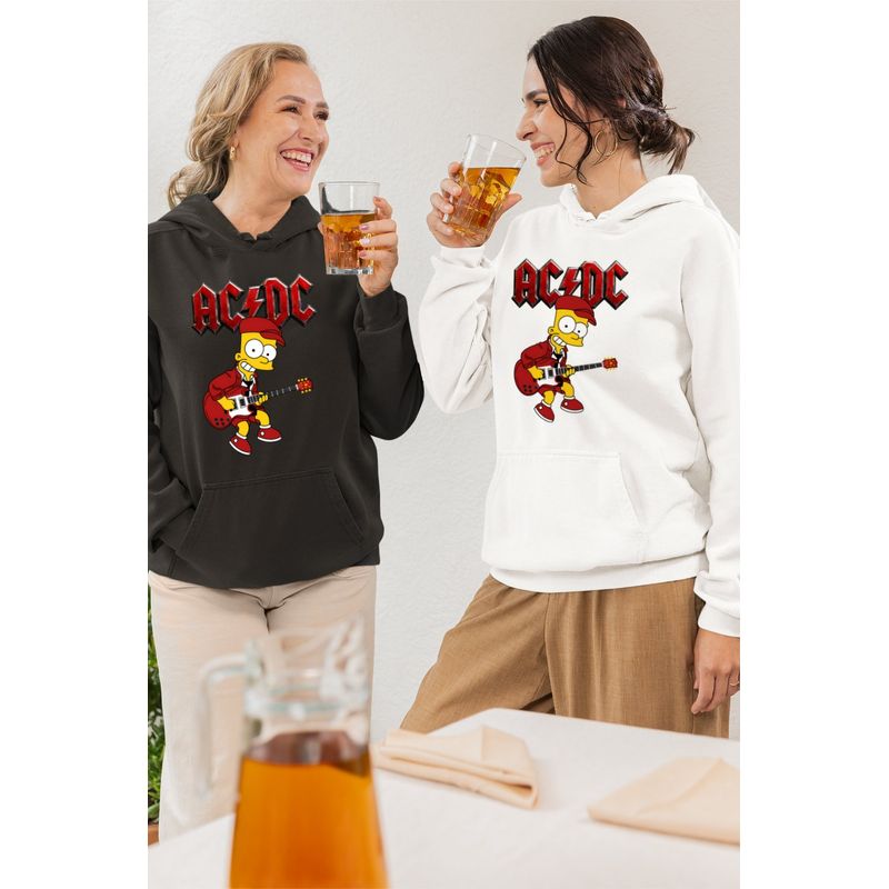 Fashion, accesorii si bijuterii - Femei - Imbracaminte femei - Hanorace femei - Hanorac Femei ACDC The Simpsons Bart AC/DC Merch, alb, marime 2XL - Infinity.ro