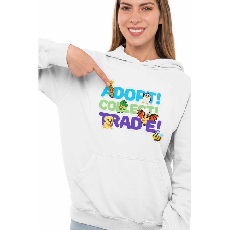 Fashion, accesorii si bijuterii - Femei - Imbracaminte femei - Hanorace femei - Hanorac Femei Adopt Me Roblox Game, alb, marime 2XL - Infinity.ro