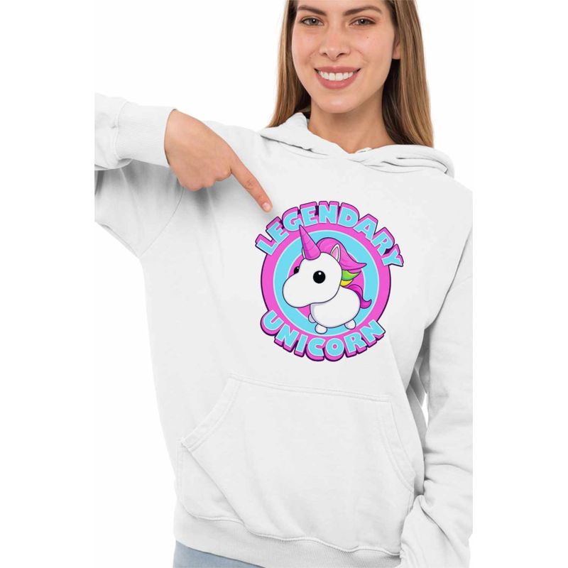 Fashion, accesorii si bijuterii - Femei - Imbracaminte femei - Hanorace femei - Hanorac Femei Adopt Me Roblox Legendary Unicorn, alb, marime 2XL - Infinity.ro