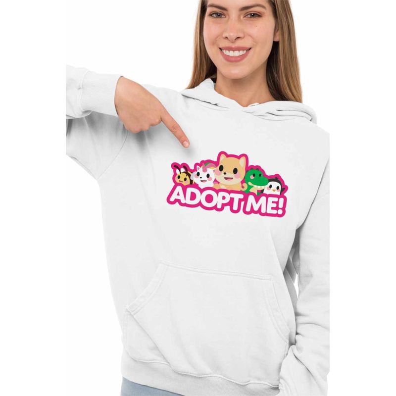 Fashion, accesorii si bijuterii - Femei - Imbracaminte femei - Hanorace femei - Hanorac Femei Adopt Me Roblox, alb, marime 2XL - Infinity.ro